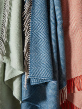 Load image into Gallery viewer, Herringbone Pure New Wool Throw - Teal/Hazel