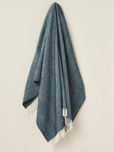 Load image into Gallery viewer, Herringbone Shetland Pure New Wool Throw - Teal