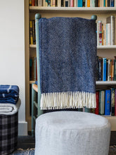 Load image into Gallery viewer, Herringbone Pure New Wool Throw - Navy