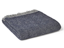 Load image into Gallery viewer, Honeycomb XL Pure New Wool Throw - Navy/Grey