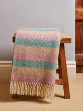 Load image into Gallery viewer, Stripe Pure New Wool Throw - Summer Breeze
