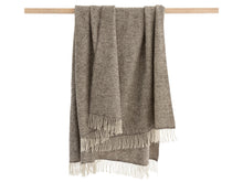 Load image into Gallery viewer, Herringbone Natural Undyed Pure Wool Throw - Pale Grey