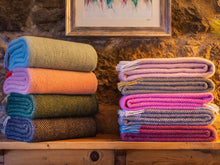 Load image into Gallery viewer, Herringbone Pure New Wool Throw - Pink & Silver