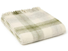 Load image into Gallery viewer, Meadow Check Pure New Wool Throw - Olive