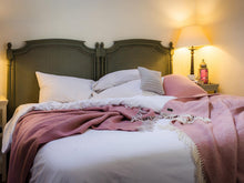 Load image into Gallery viewer, Herringbone Pure New Wool Throw - Dusky Pink/Pearl