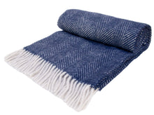 Load image into Gallery viewer, Herringbone Pure New Wool Throw - Navy