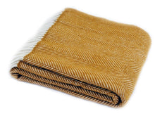 Load image into Gallery viewer, Herringbone Pure New Wool Throw - Mustard