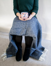Load image into Gallery viewer, Herringbone Pure New Wool Throw - Navy