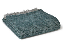 Load image into Gallery viewer, Honeycomb XL Pure New Wool Throw - Emerald/Grey
