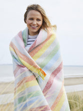 Load image into Gallery viewer, Stripe Pure New Wool Throw - Rainbow Grey