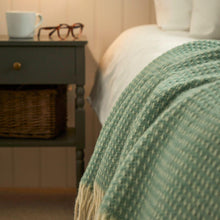 Load image into Gallery viewer, Waffle XL Pure New Wool Throw - Sea Green