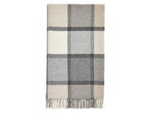 Load image into Gallery viewer, Block Windowpane Lambswool Throw - White/Grey