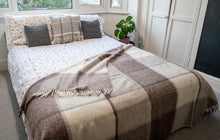 Load image into Gallery viewer, Block Check Pure New Wool Throw - Brown/Beige/Cream