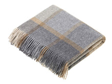 Load image into Gallery viewer, Block Windowpane Lambswool Throw - Beige/Grey