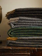 Load image into Gallery viewer, Herringbone Pure New Wool Throw - Charcoal/Silver