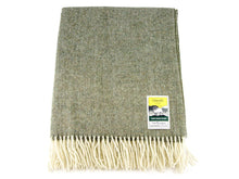 Load image into Gallery viewer, Herringbone Pure New Wool Blanket - Green