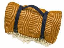Load image into Gallery viewer, Herringbone Waterproof Polo Picnic Blanket - Mustard