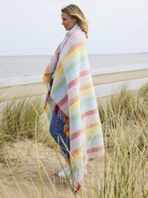 Load image into Gallery viewer, Stripe Pure New Wool Throw - Rainbow Grey