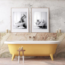 Load image into Gallery viewer, Modern Animal Bathroom Poster – Black & White Canvas Wall Art Print