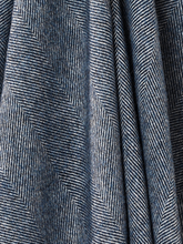 Load image into Gallery viewer, Herringbone Shetland Pure New Wool Throw - Navy Blue