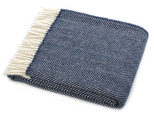 Load image into Gallery viewer, Herringbone Pure New Wool Throw - Navy