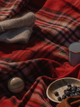 Load image into Gallery viewer, St Ives Check Pure New Wool Throw - Red