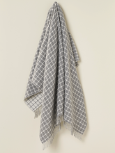 Load image into Gallery viewer, Athens Check Merino Lambswool Throw - Grey