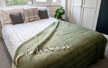 Load image into Gallery viewer, Herringbone Pure New Wool Throw - Olive