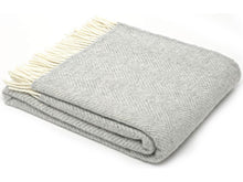 Load image into Gallery viewer, Herringbone Pure New Wool Throw - Silver Grey