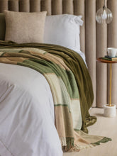 Load image into Gallery viewer, Block Check Pure New Wool Throw - Olive