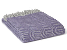 Load image into Gallery viewer, Herringbone Pure New Wool Throw - Lavender/Silver