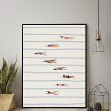 Load image into Gallery viewer, Minimal Swimmers Art Print – Nordic Minimalist Unframed Poster