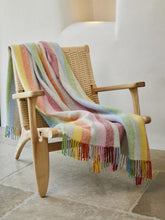Load image into Gallery viewer, Stripe Pure New Wool Throw - Rainbow Grey