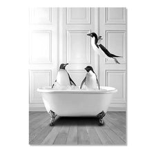 Load image into Gallery viewer, Modern Animal Bathroom Poster – Black & White Canvas Wall Art Print