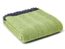 Load image into Gallery viewer, Herringbone Pure New Wool Throw - Zest/Charcoal