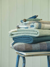 Load image into Gallery viewer, Harlequin Check Lambswool Throw - Eucalyptus