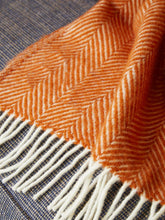 Load image into Gallery viewer, Herringbone Pure New Wool Throw - Cinnamon
