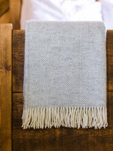 Load image into Gallery viewer, Herringbone Pure New Wool Throw - Silver Grey
