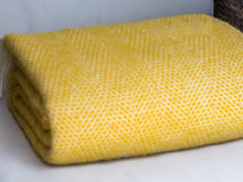 Load image into Gallery viewer, Honeycomb Pure New Wool Throw - Golden Yellow