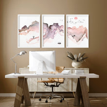 Load image into Gallery viewer, Framed coastal wall art for home office decor | set of 3 wall art