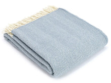 Load image into Gallery viewer, Herringbone Pure New Wool Throw - Duck Egg