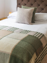 Load image into Gallery viewer, Block Check Pure New Wool Throw - Olive