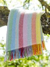 Load image into Gallery viewer, Stripe Pure New Wool Throw - Rainbow Grey
