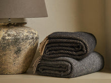 Load image into Gallery viewer, Herringbone Pure New Wool Throw - Charcoal/Silver