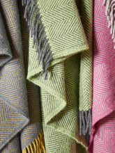 Load image into Gallery viewer, Herringbone Pure New Wool Throw - Zest/Charcoal