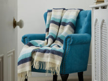 Load image into Gallery viewer, Stripe Pure New Wool Throw - Seashore