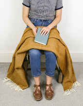 Load image into Gallery viewer, Herringbone Pure New Wool Throw - Mustard