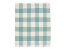 Load image into Gallery viewer, Pastel Block Check Merino Lambswool Throw - Eucalyptus
