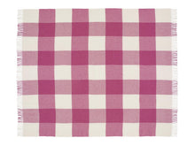 Load image into Gallery viewer, Pastel Block Check Merino Lambswool Throw - Cerise