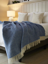 Load image into Gallery viewer, Waffle XL Pure New Wool Throw - Blue Jay